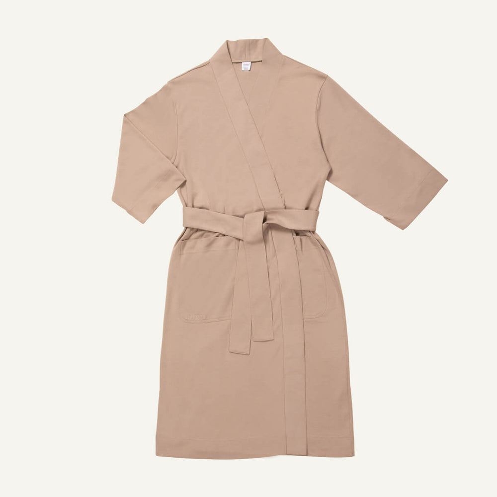 An essential robe in stone beige color.