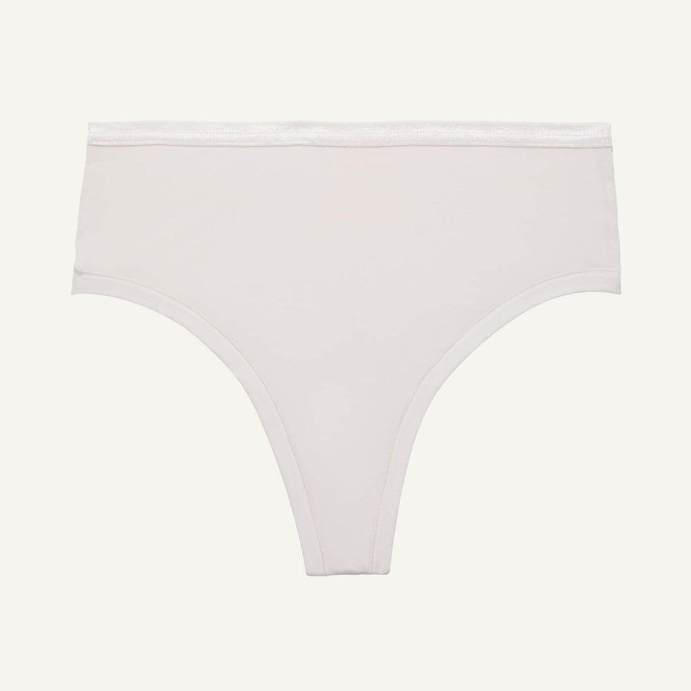 A high rise thong in cloud nine white color.
