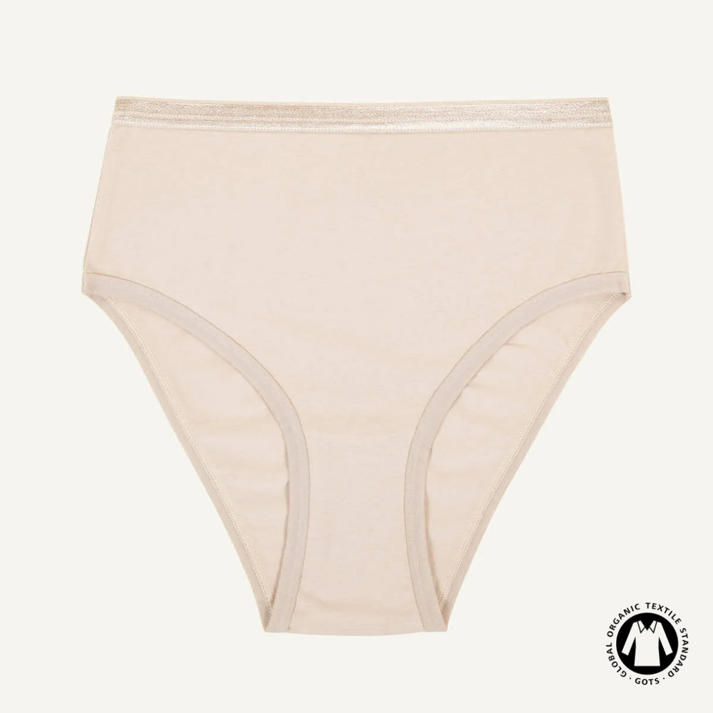 Organic Cotton High-Rise Brief in Stone