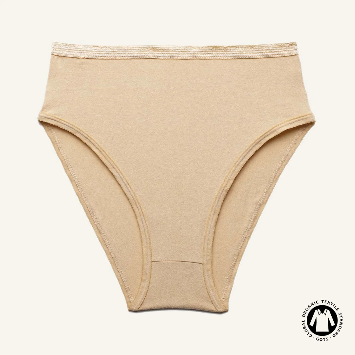 Organic Cotton High-Rise Brief in Wheat