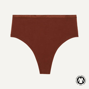 Organic Cotton High-Rise Thong in Cacao