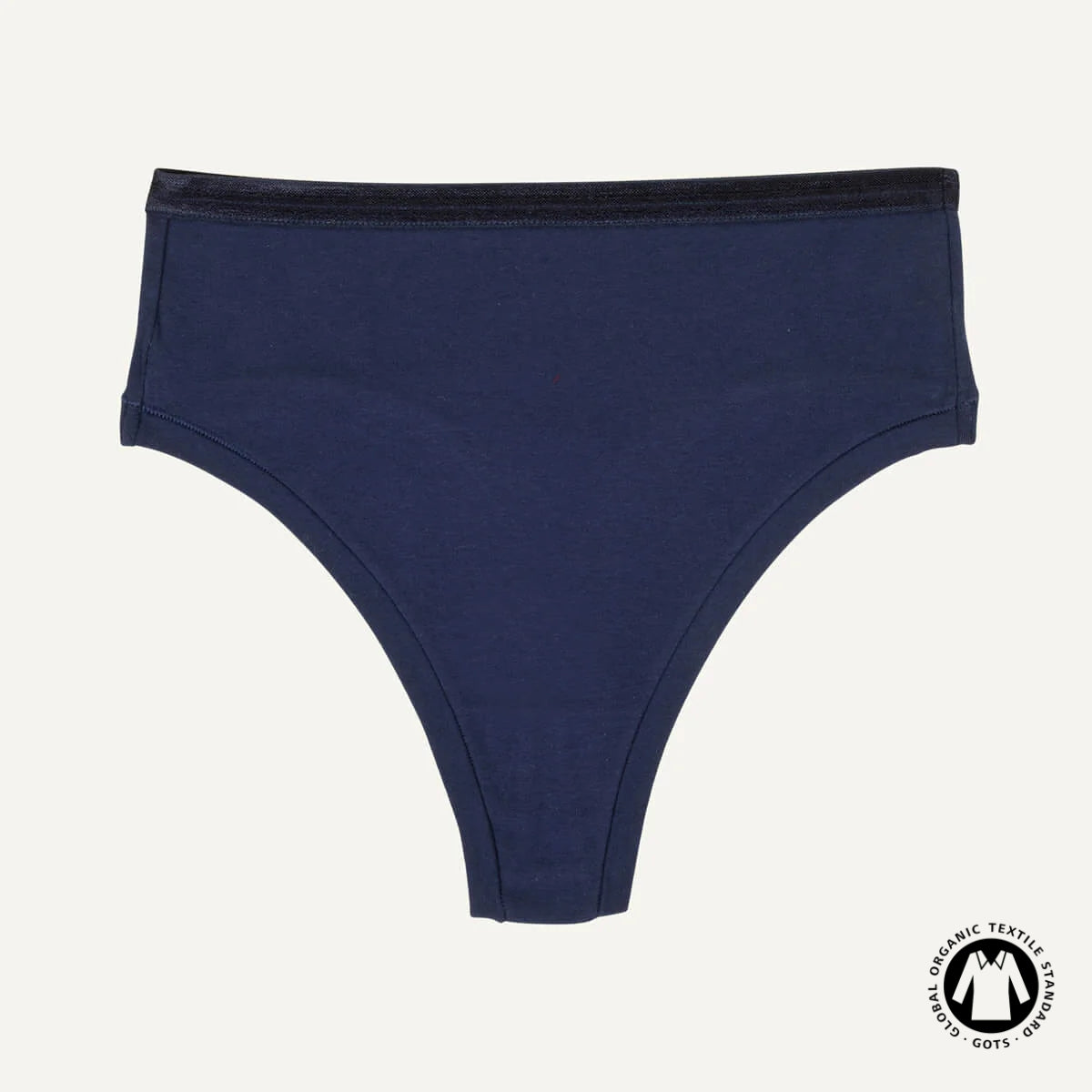 Organic Cotton High-Rise Thong in Marine