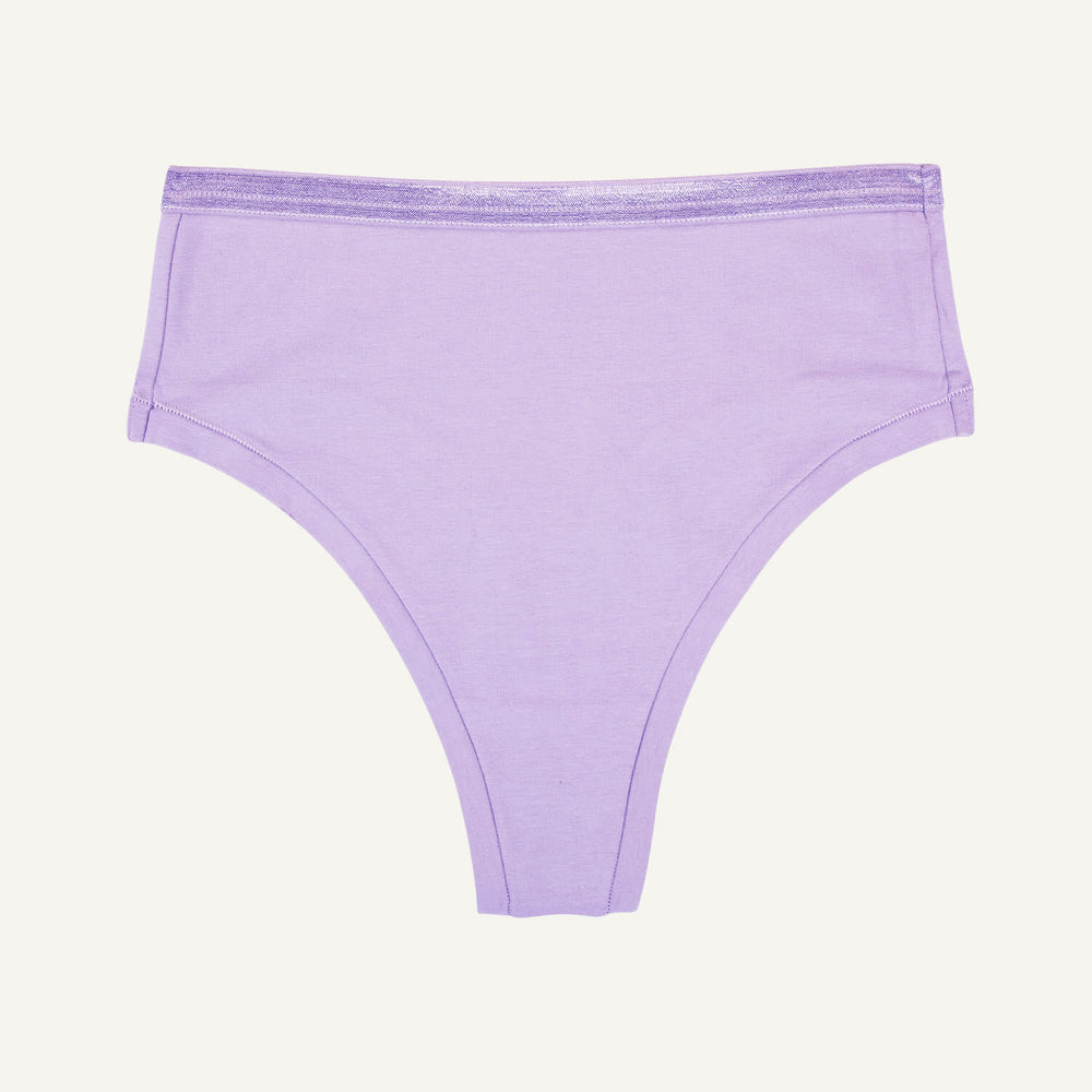 A petal light purple high rise organic cotton thong underwear.