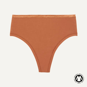 Organic Cotton High-Rise Thong in Spice
