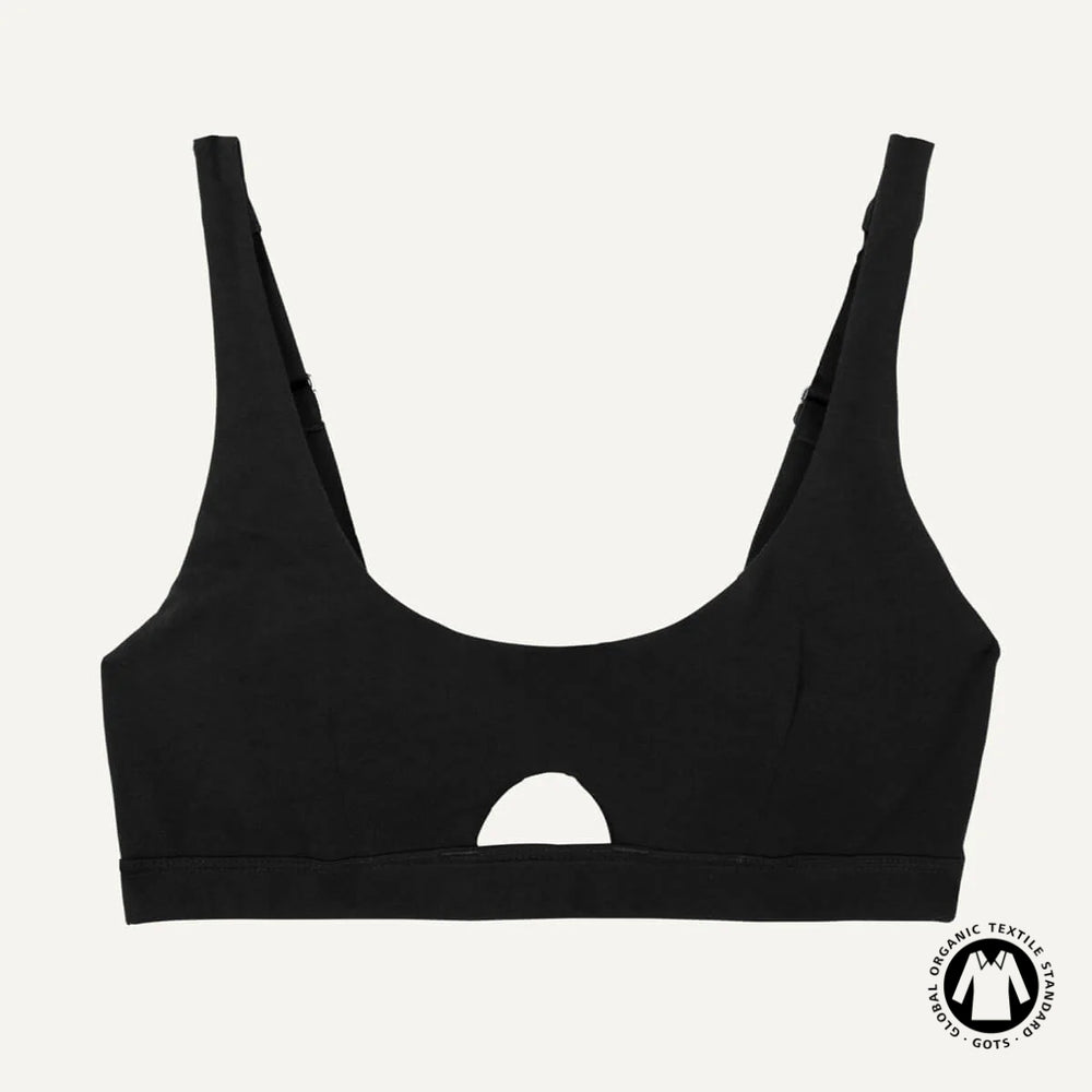 Organic Cotton Keyhole Soft Bra in Carbon