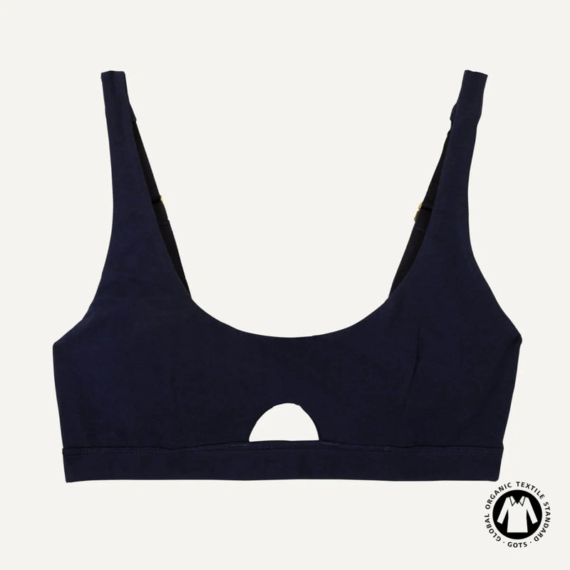 Organic Cotton Keyhole Soft Bra in Marine