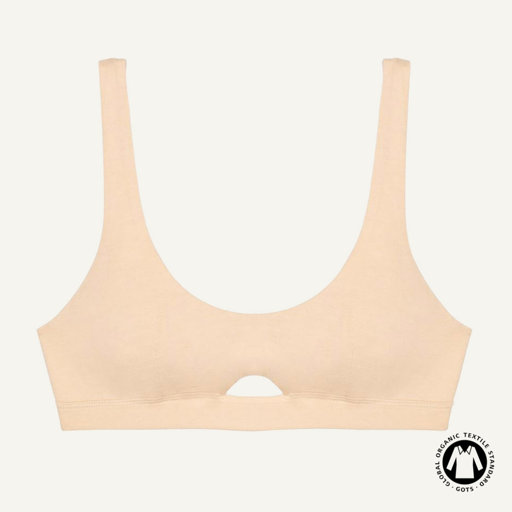 Organic Cotton Keyhole Soft Bra in Wheat