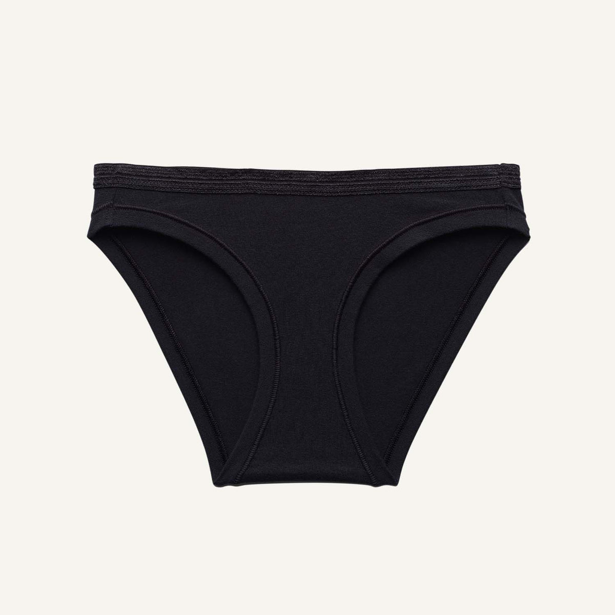 A low rise bikini in carbon black color.
