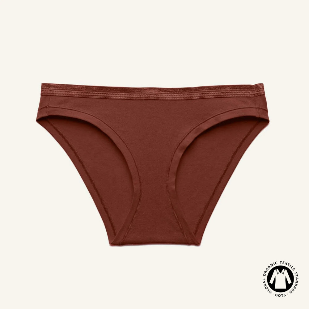 Organic Cotton Low-Rise Bikini in Cacao