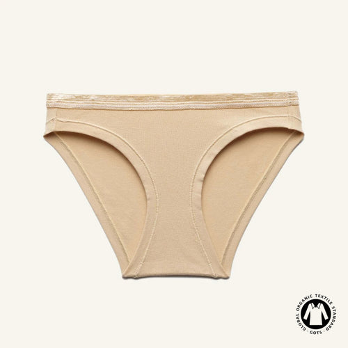 Organic Cotton Low-Rise Bikini in Wheat