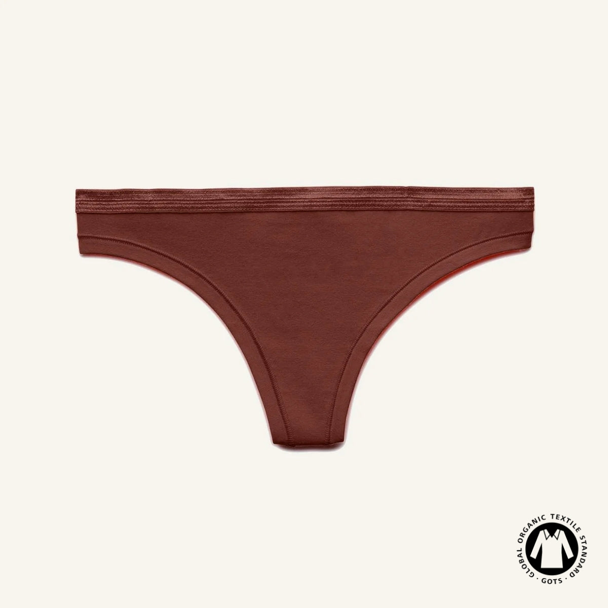 Organic Cotton Low-Rise Thong in Cacao