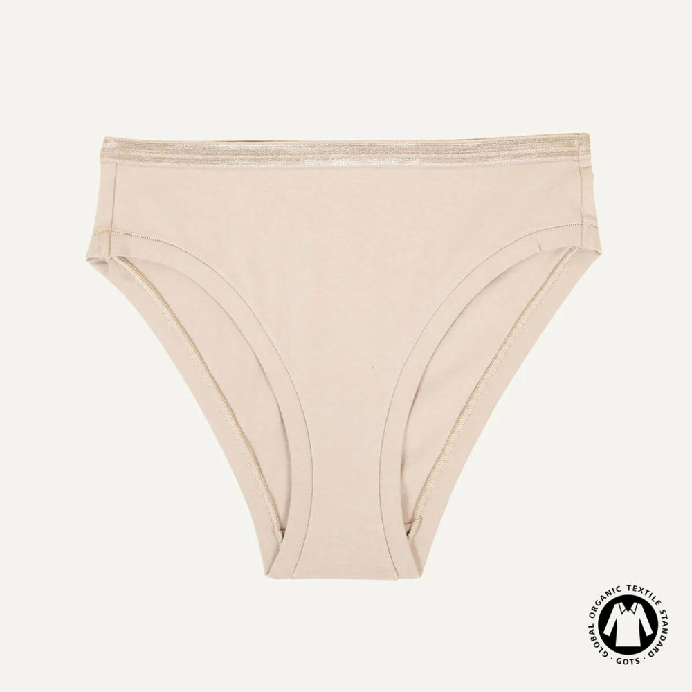 Organic Cotton Mid-Rise Bikini in Stone