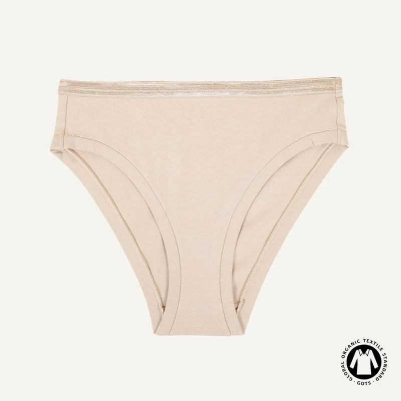 Organic Cotton Mid-Rise Bikini in Stone