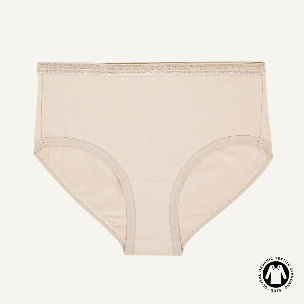 Organic Cotton Mid-Rise Brief in Stone