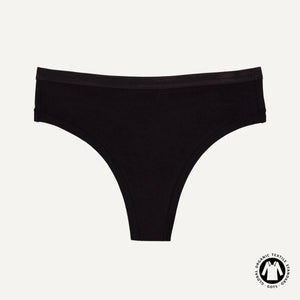 Organic Cotton Mid-Rise Thong in Carbon