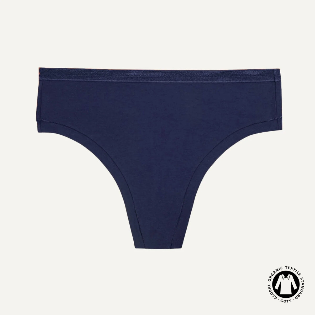 Organic Cotton Mid-Rise Thong in Marine