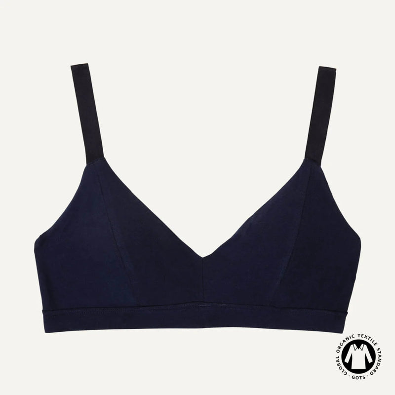 Organic Cotton Triangle Soft Bra in Marine