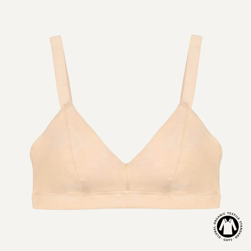 Organic Cotton Triangle Soft Bra in Wheat