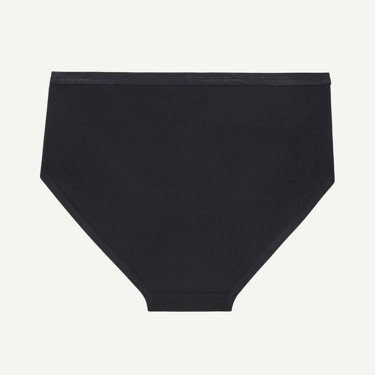 An organic cotton mid rise brief in carbon black color.