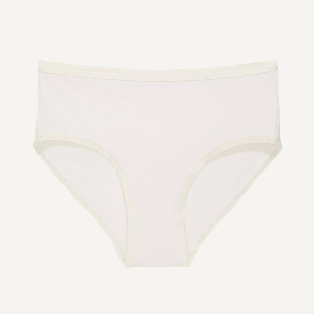 A mid rise brief in cloud nine white color.