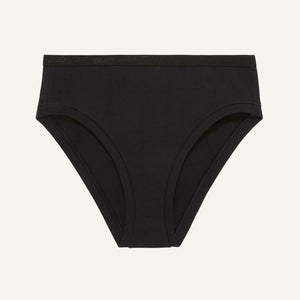 A mid rise bikini in carbon black color.