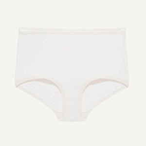 A mid rise retro brief in cloud nine white color.